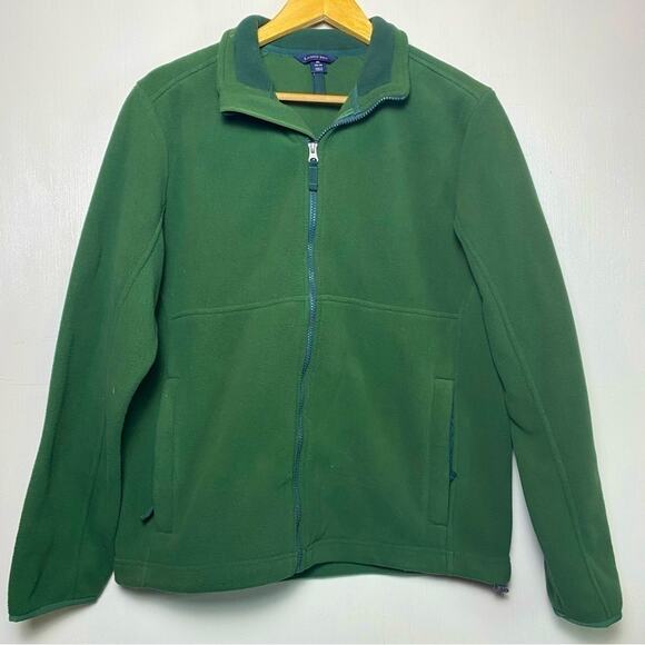 Lands End mens Polartex Green Fleece Zip-up Jacket Medium - Picture 1 of 7